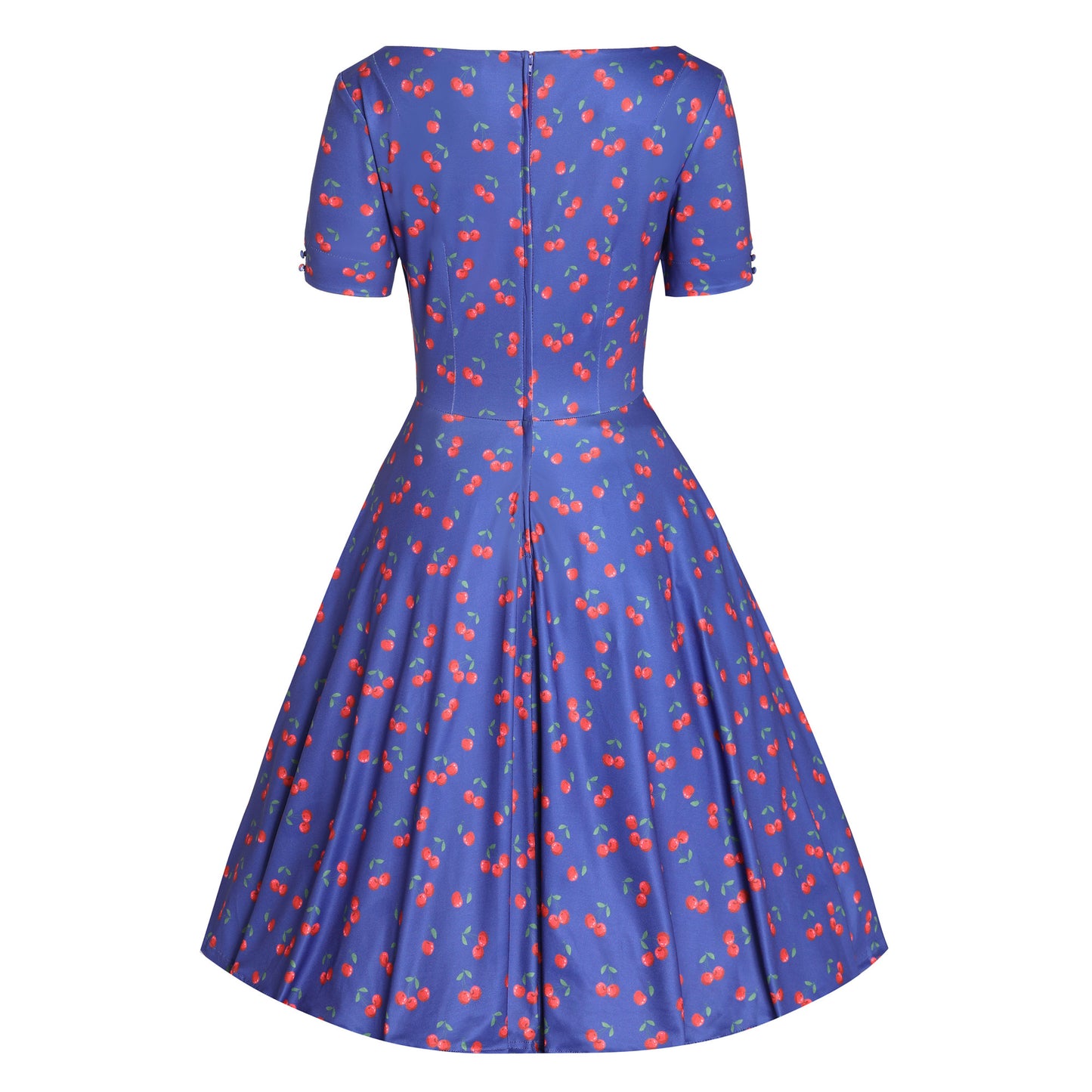 Brenda Blue Cherry Short-Sleeved Dress by Dolly & Dotty