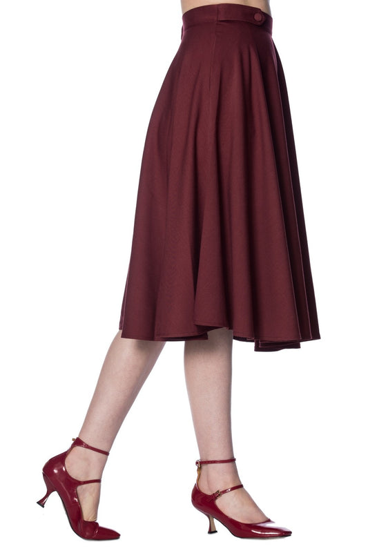 Di Di Swing Skirt in Burgundy by Banned