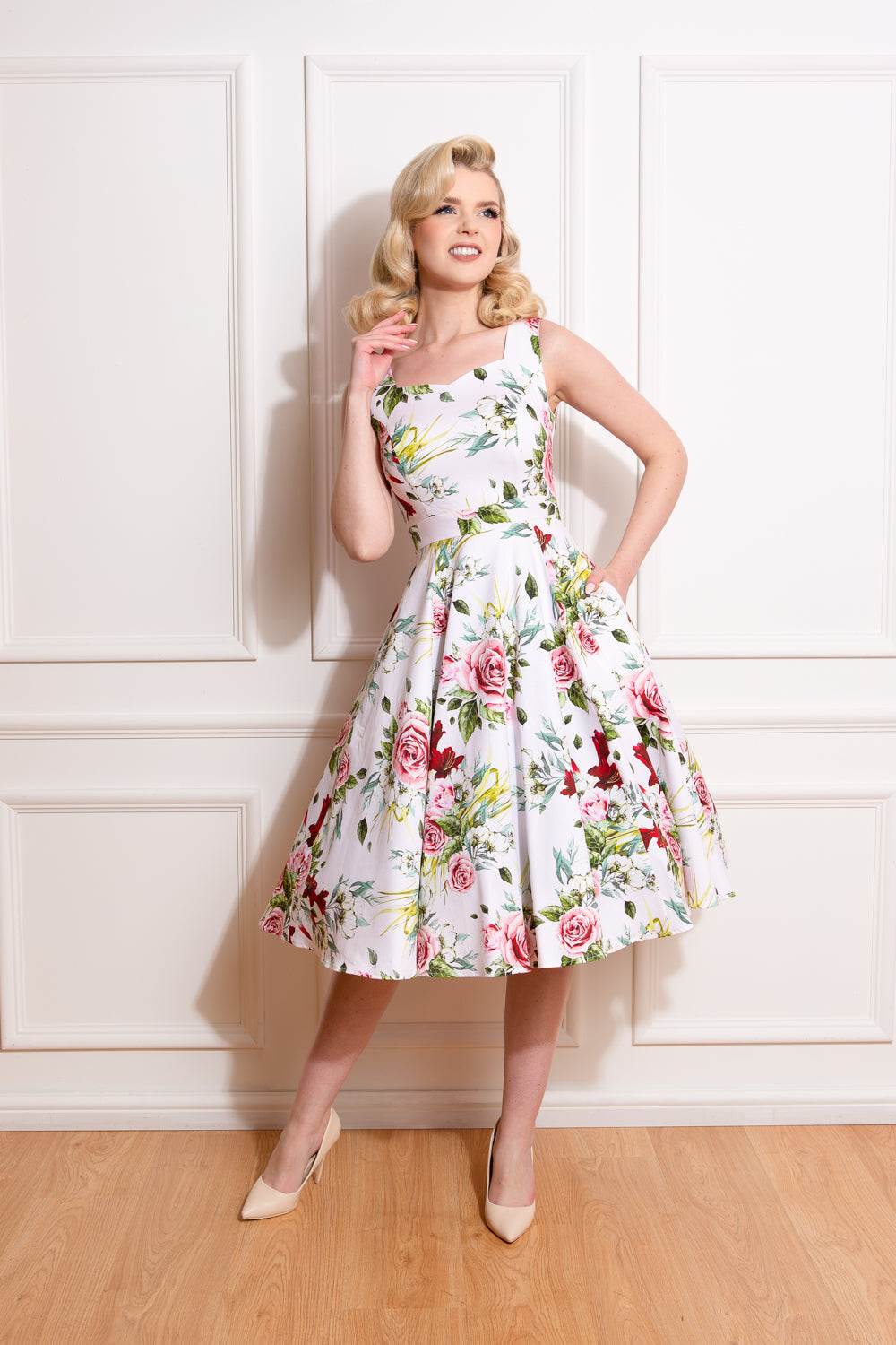 Carole Floral Swing Dress by Hearts and Roses