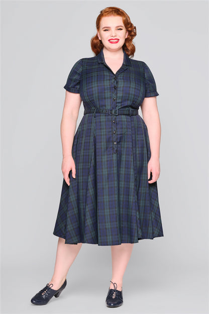 Caterina Blackwatch Check Swing Dress by Collectif