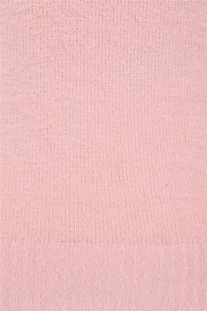 Close up of the Chrissie pink fluffy knit top