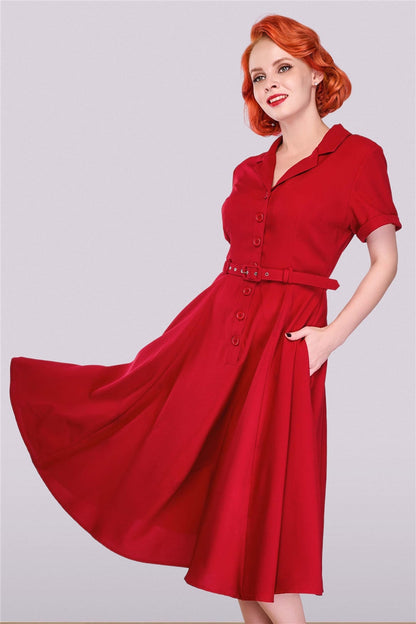 Christine Flared Red 50s Dress by Collectif x Lindy Bop