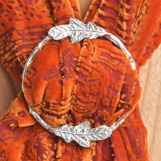 Oak Leaf Pewter Scarf Ring by Glover & Smith