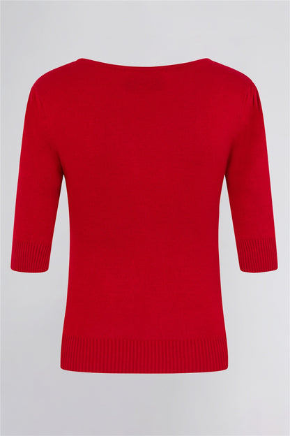 Chrissie Plain Red Knit Top by Collectif
