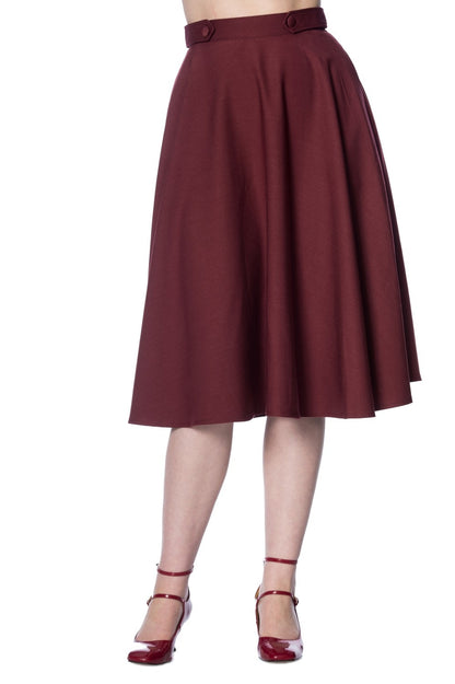 Di Di Swing Skirt in Burgundy by Banned