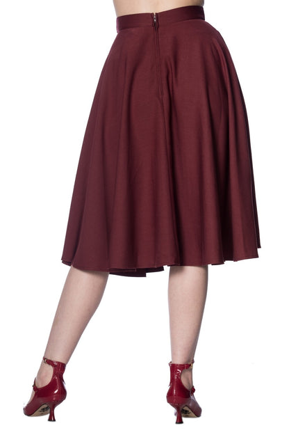 Di Di Swing Skirt in Burgundy by Banned