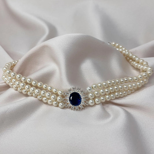 Lady Diana 3 Strand Pearl Choker by Lovett & Co