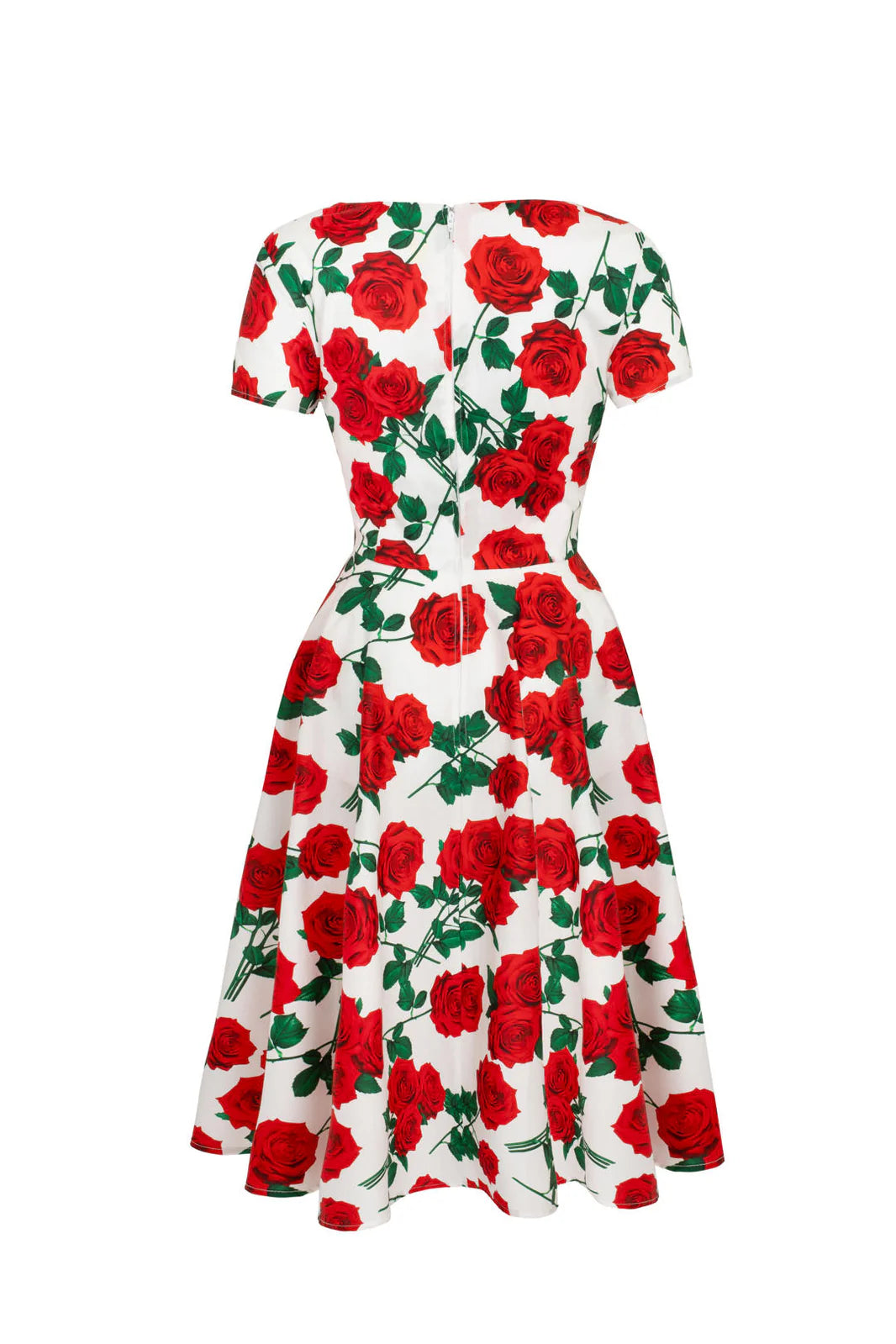 Dolce Vita Rose Print 1950s Cotton Dress with Pockets by Hell Bunny - Lemonie Boutique