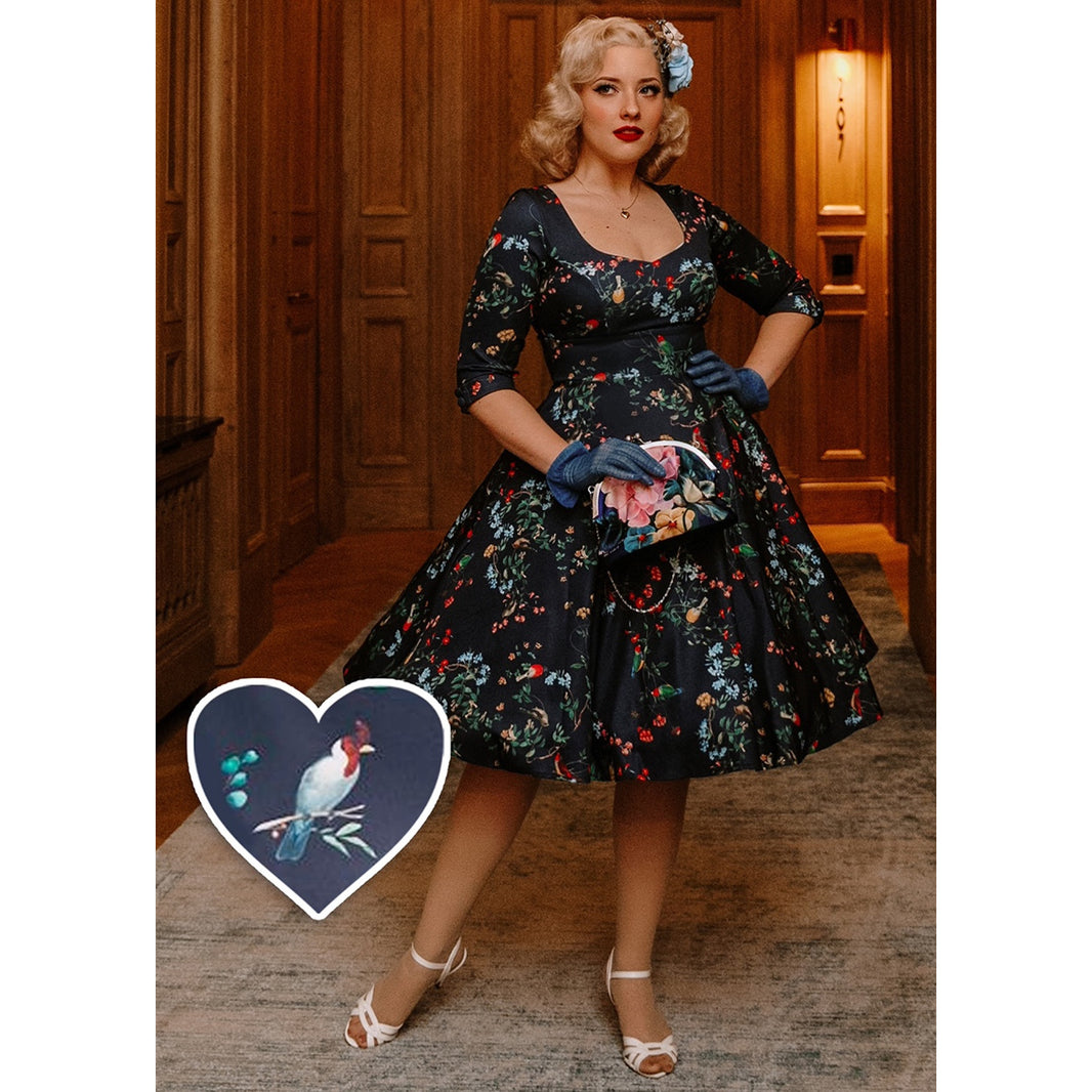 Dolly and Dotty Amanda Dress in Burgundy Botanical Print