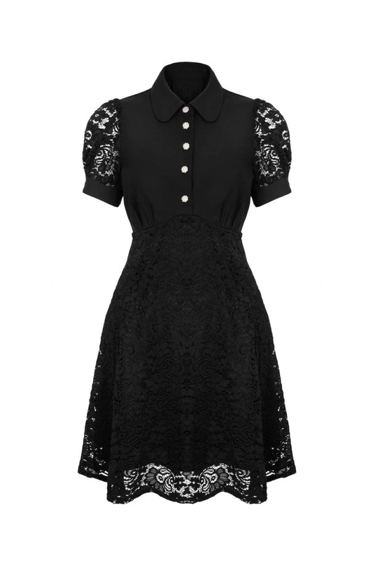 Dominica Black Lace Mini Dress by Hell Bunny