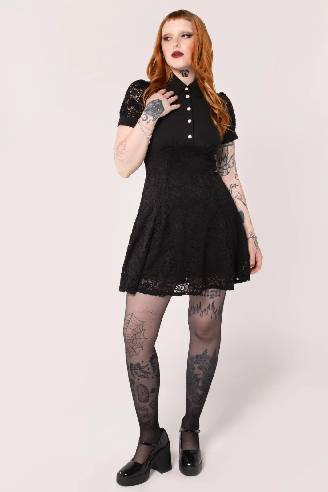 Dominica Black Lace Mini Dress by Hell Bunny Lemonie Boutique Dominica Black Lace Mini Dress by Hell Bunny Lemonie Boutique