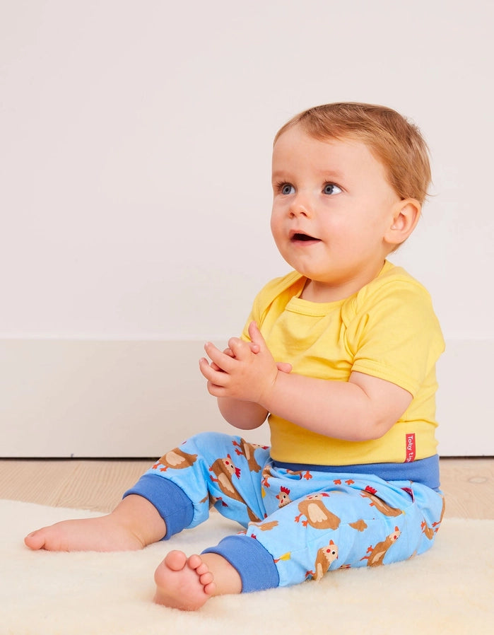 Chicken Print Organic Baby Yoga Pants by Toby Tiger