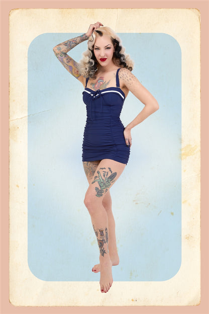 Sailor Folded Collar Swimsuit by Collectif
