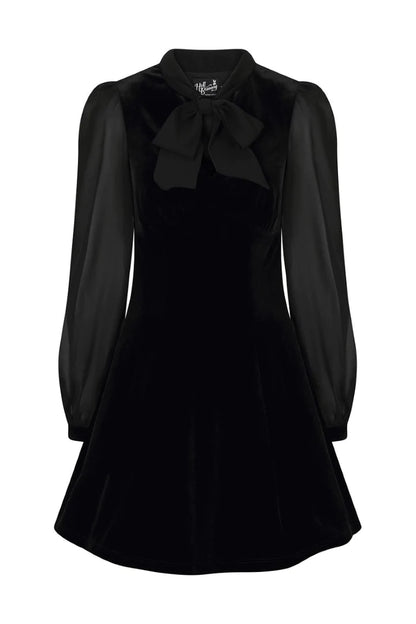 Gabriella Black Velvet Mini Dress by Hell Bunny