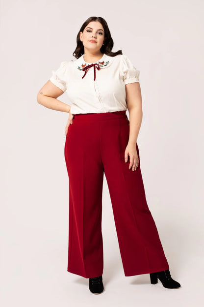 Ginger 50s Trousers in Red by Hell Bunny