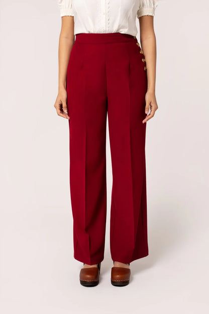 Ginger 50s Trousers in Red by Hell Bunny