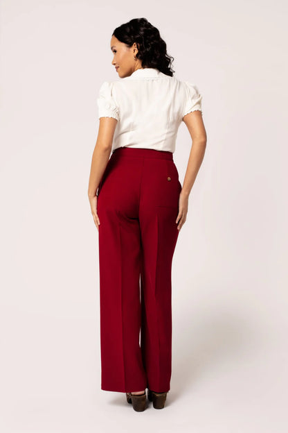 Ginger 50s Trousers in Red by Hell Bunny