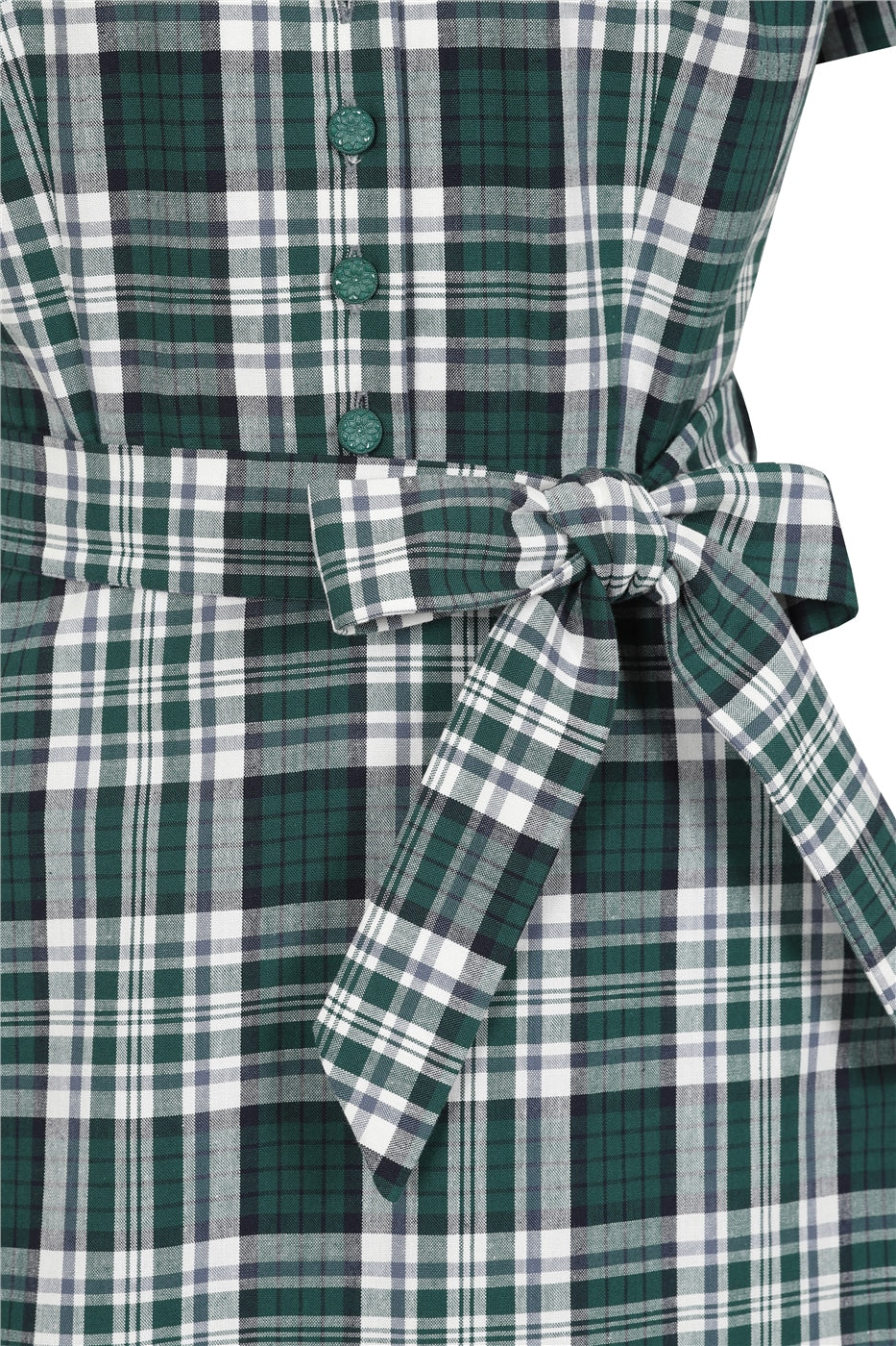 Alexandrea Belted Emerald Check Dress by Collectif
