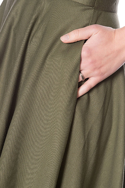 Di Di 50s Olive Green Swing Skirt by Banned Retro