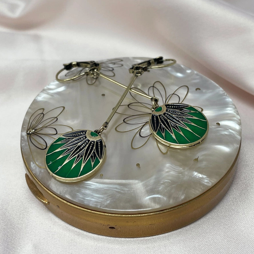 Art Deco Disc Drop Earring by Lovett & Co