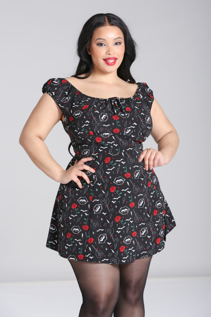 Lilith Roses and Fangs Mini Dress by Hell Bunny