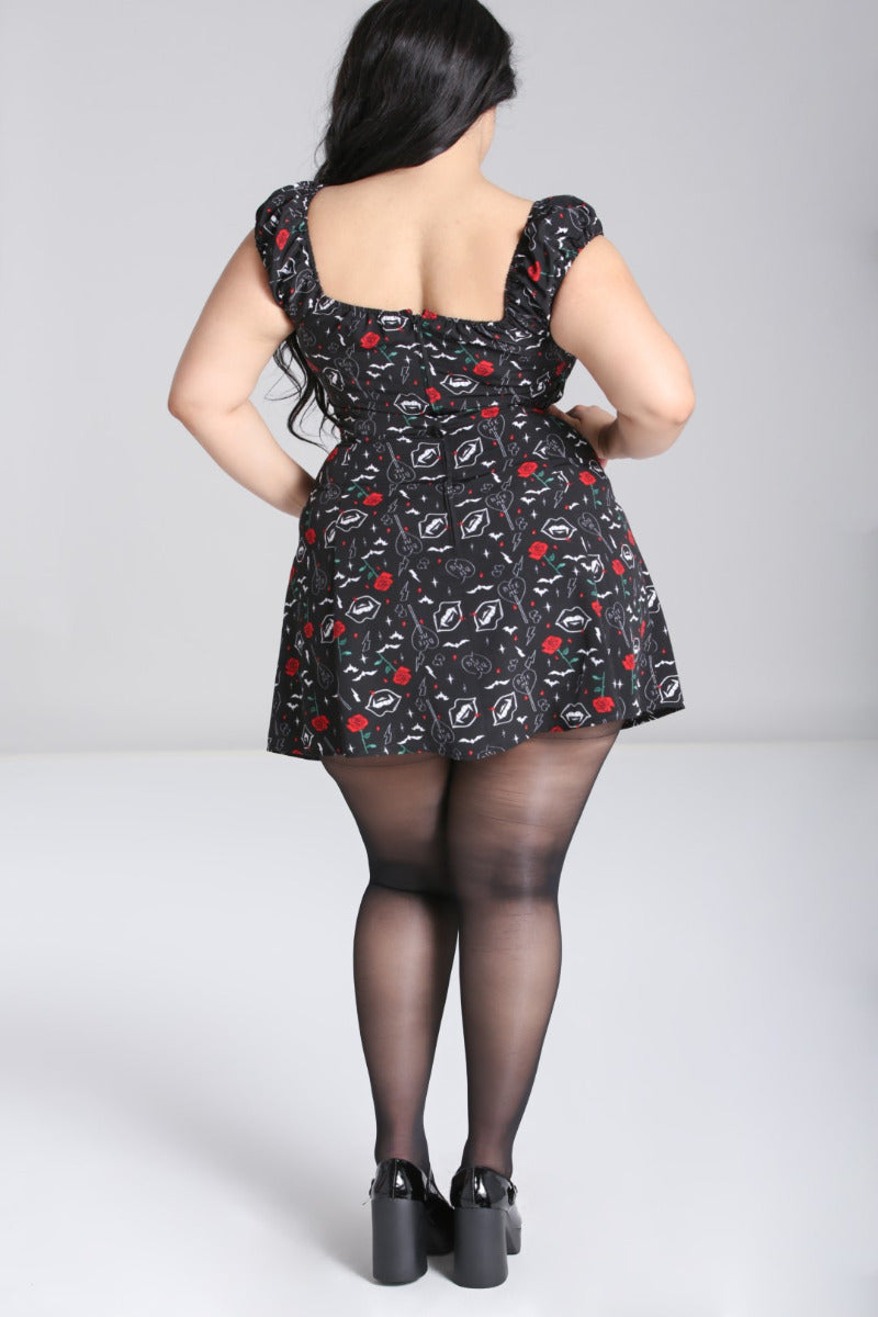 Lilith Roses and Fangs Mini Dress by Hell Bunny