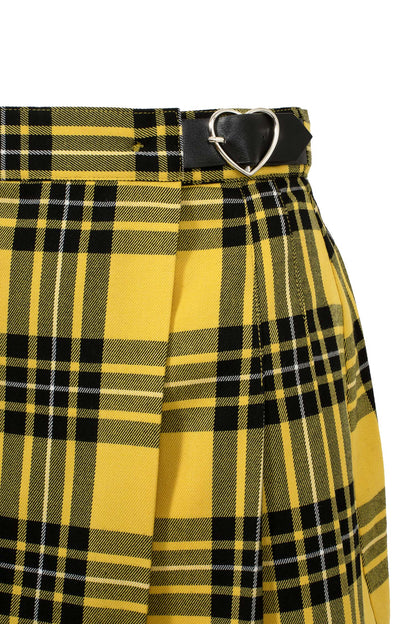 Corey Yellow Tartan Mini Skirt by Hell Bunny