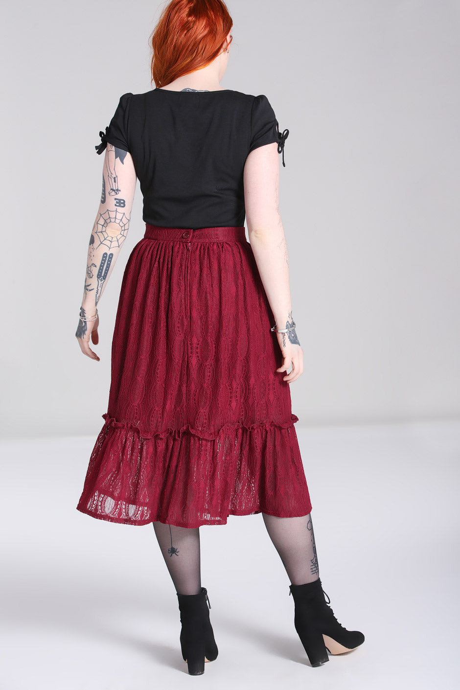 Rhea Burgundy Lace Mid Skirt
