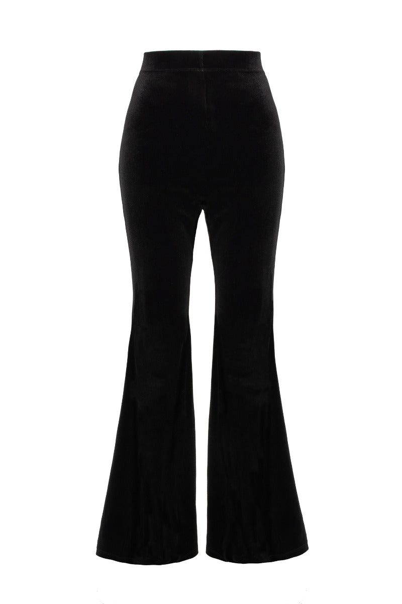 Black velvet 2024 flared trousers