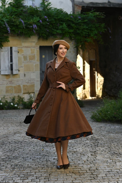 Isabella Brown Swing Coat by Hearts and Roses