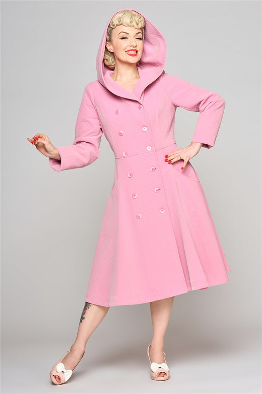 Heather Quilted-Velvet Hooded Coat by Collectif