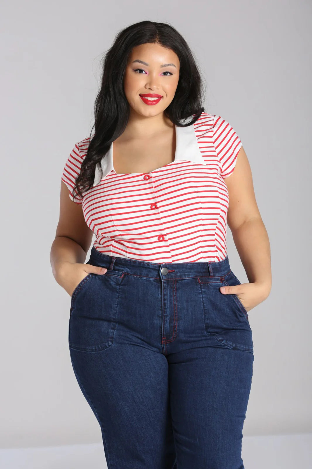 Ahoy stripe Top by Hell Bunny