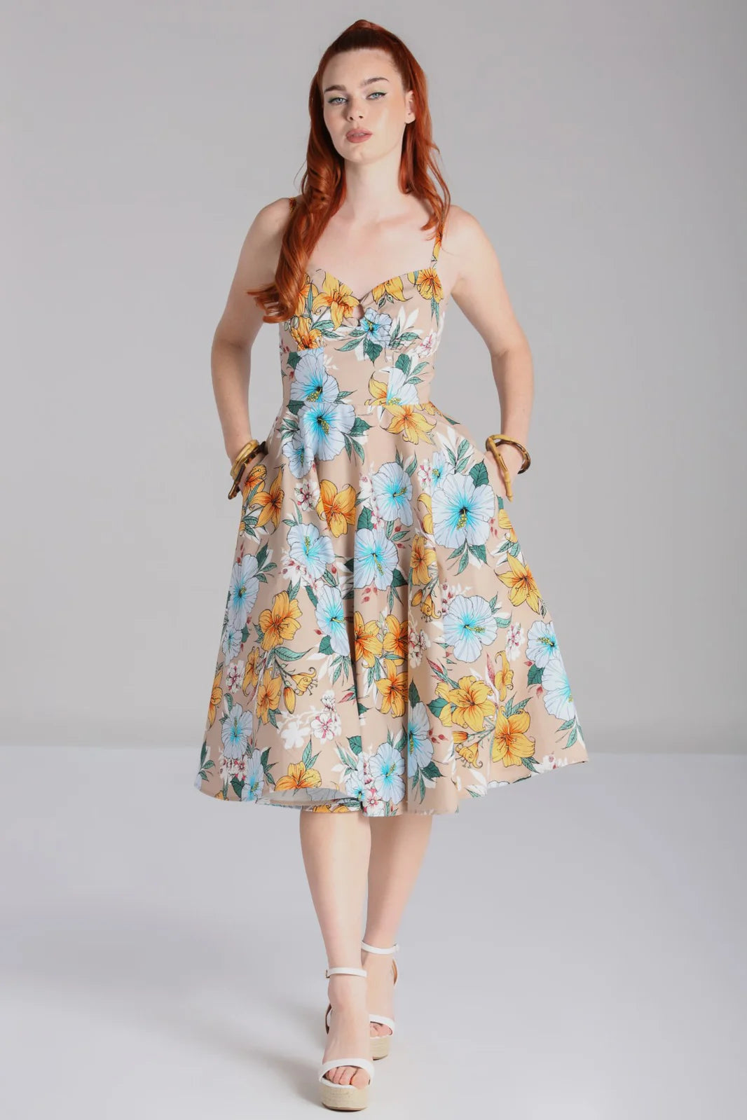 Pattaya Floral Mid Dress by Hell Bunny