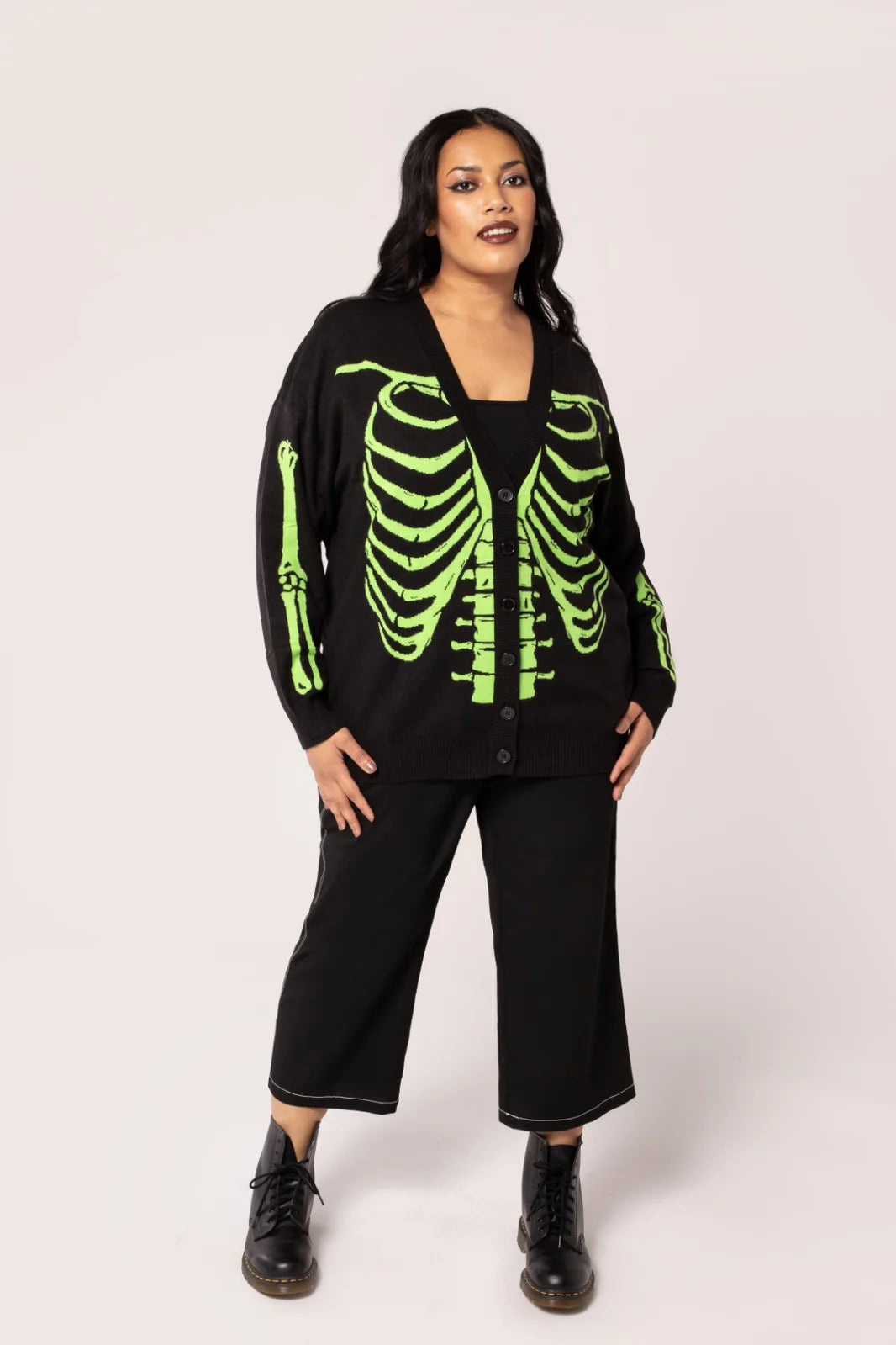 Skeleton Cardigan Green/Black by Hell Bunny