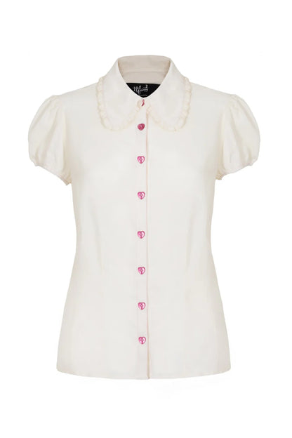 Molly Heart Button Blouse by Hell Bunny