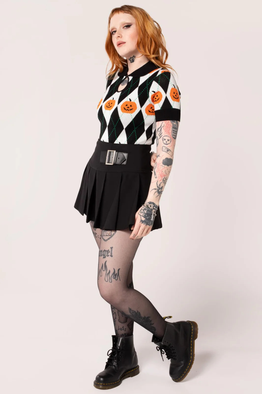 Pumpkin Head Knit Top by Hell Bunny