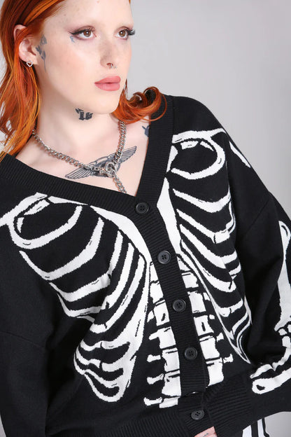 Skeleton Cardigan White/Black by Hell Bunny