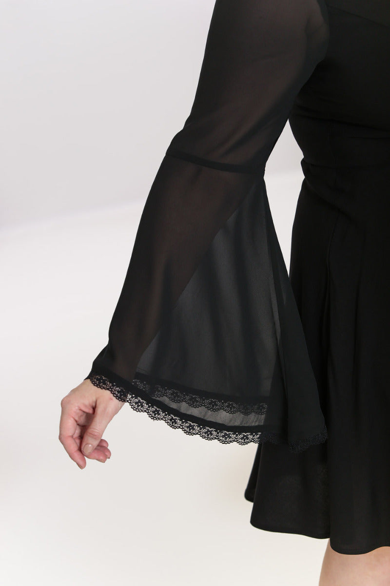 Jett Black Long Sleeve Mini Dress by Hell Bunny