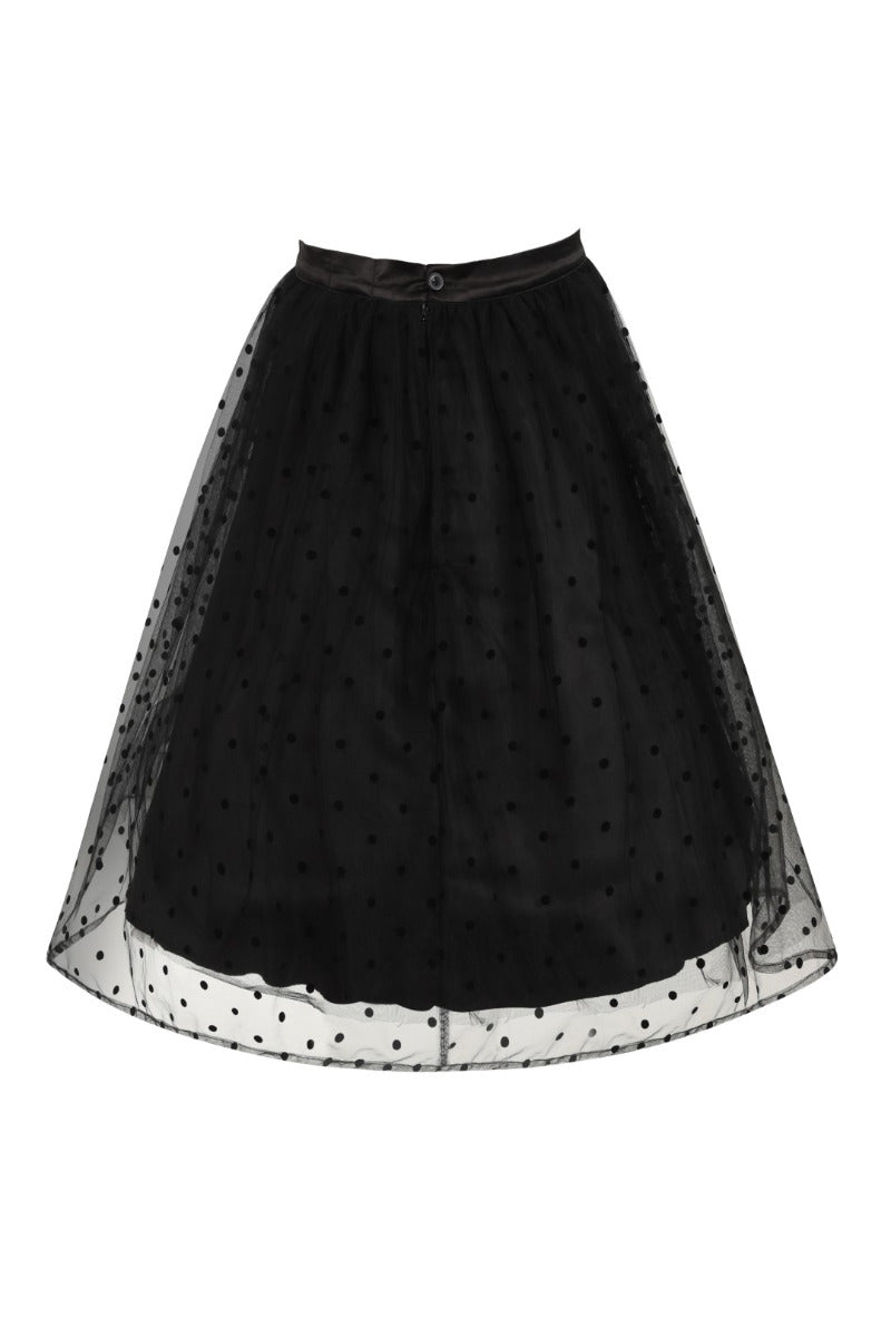 Back of the Amandine 50s skirt with black mesh overlay