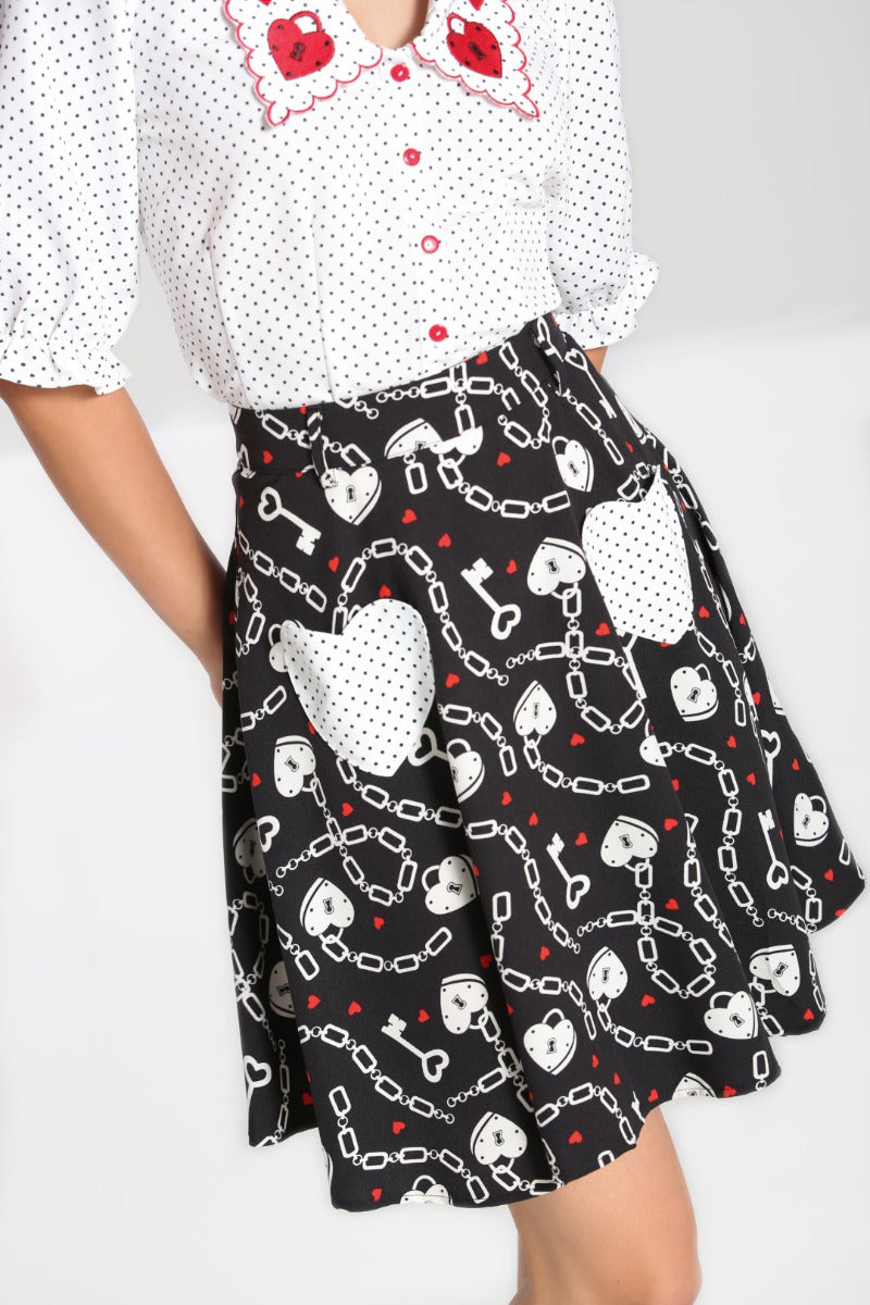 Heart Lock Mini Skirt by Hell Bunny