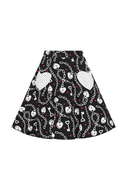 Heart Lock Mini Skirt by Hell Bunny