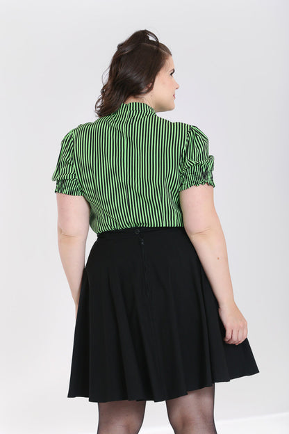 Humbug Blouse in Green and White by Hell Bunny