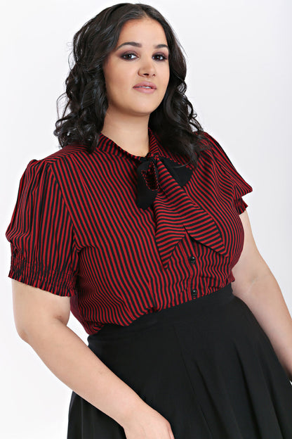 Humbug Blouse in Red and White by Hell Bunny