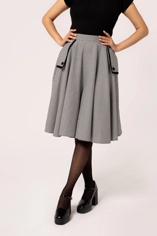 Teddy Houndstooth 50s Skirt by Hell Bunny