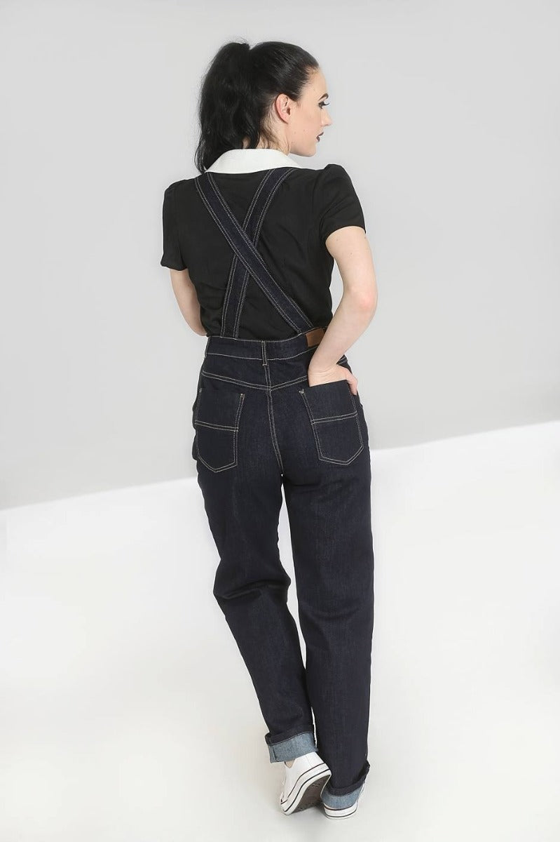 Elly May Denim Dungarees in Navy by Hell Bunny