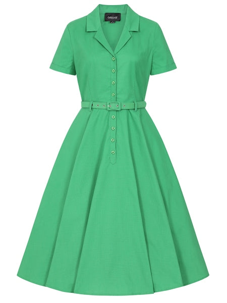Plain green shirt dress "Caterina" by Collectif