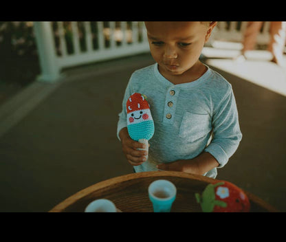 Handmade Crochet Fairtrade Friendly Ice Cream Rattle