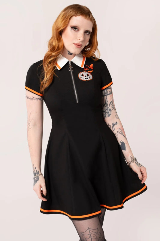 Jack O Lantern Mini Dress by Hell Bunny