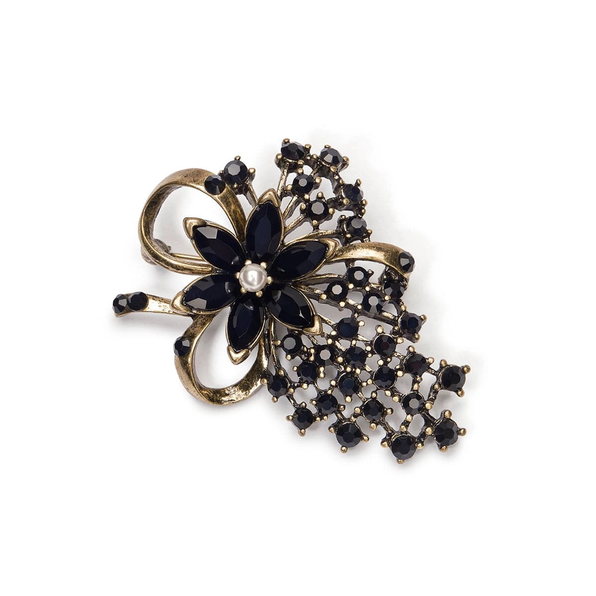 Miriam Haskell Jet Flower Brooch by Lovett & Co