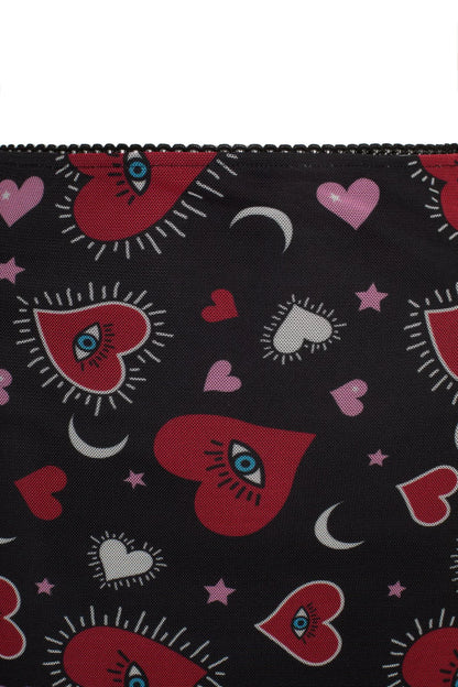 Kate Heart Print Mesh Pencil Skirt by Hell Bunny